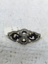 Load image into Gallery viewer, Sterling Silver Black &amp; White Diamond Flower Ring