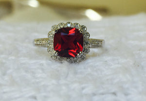 Created Ruby & Natural Diamond Sterling Silver Ring