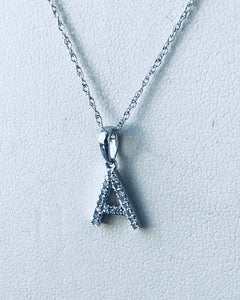 Initial letter Diamond A Necklace Pendant White Gold