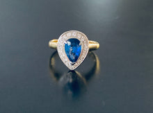 Load image into Gallery viewer, Women’s pear cut sapphire &amp; diamond ring