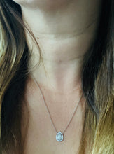 Load image into Gallery viewer, Women’s pear cut diamond halo necklace white gold