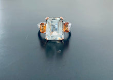 Load image into Gallery viewer, Women’s Aquamarine, orange sapphire and diamond ring
