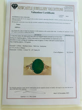 Load image into Gallery viewer, Natural Oval Emerald with diamonds yellow gold ring