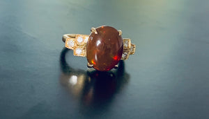 Solid Opal & Diamond 18K Gold Ring