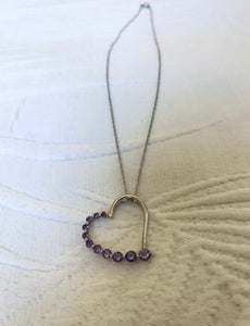 Heart Shape Amethyst Sterling Silver Necklace