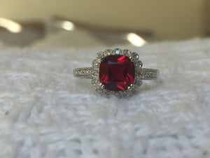Created Ruby & Natural Diamond Sterling Silver Ring