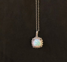 Load image into Gallery viewer, Created Opal &amp; Natural Diamond Sterling Silver Necklace