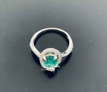 Load image into Gallery viewer, Women’s oval cut emerald and diamond ring