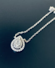 Load image into Gallery viewer, Women’s pear cut diamond halo necklace white gold