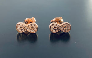 Women’s rose gold infinity diamond stud earrings
