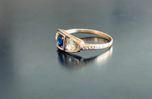 Load image into Gallery viewer, Womens antique sapphire and diamond ring