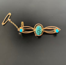 Load image into Gallery viewer, Antique Turquoise gold brooch circa 1800s