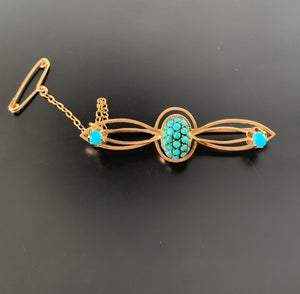 Antique Turquoise gold brooch circa 1800s