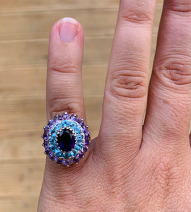 Womens amethyst and topaz cocktail ring