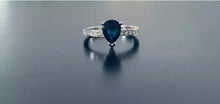 Load image into Gallery viewer, Pear cut sapphire and diamond white gold ring
