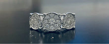 Load image into Gallery viewer, Women’s vintage triple cluster diamond  white gold ring