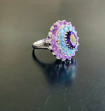 Load image into Gallery viewer, Womens amethyst and topaz cocktail ring