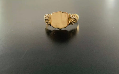Genuine rare antique Edwardian 1908 Womens signet ring 9ct 375 rose gold