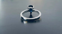 Load image into Gallery viewer, Pear cut sapphire and diamond white gold ring