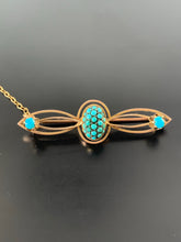 Load image into Gallery viewer, Antique Turquoise gold brooch circa 1800s