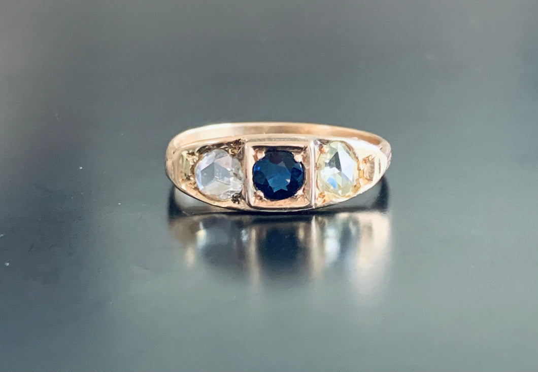 Womens antique sapphire and diamond ring