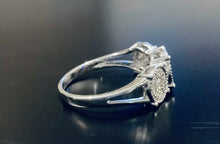 Load image into Gallery viewer, Women’s vintage triple cluster diamond  white gold ring