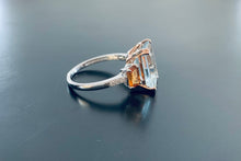 Load image into Gallery viewer, Women’s Aquamarine, orange sapphire and diamond ring