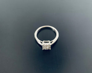 Womens vintage diamond cluster white gold ring