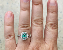 Load image into Gallery viewer, Women’s oval cut emerald and diamond ring
