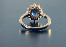 Load image into Gallery viewer, Women’s sapphire and diamond flower gold ring